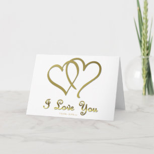 Cartes Pour Fêtes Annuelles Eventré Gold Hearts i Love You