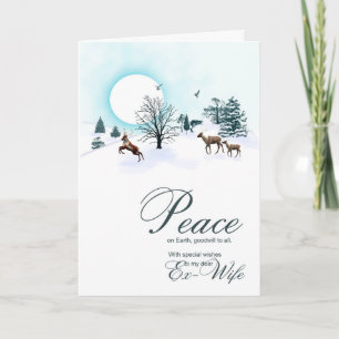 Cartes Pour Fêtes Annuelles Ex-femme, scène de Noël avec rennes