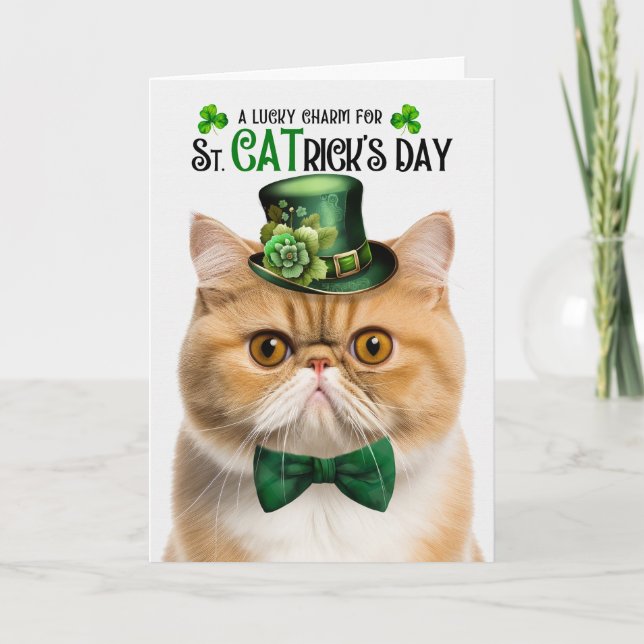 Cartes Pour Fêtes Annuelles Exotic Shorthair Chat St CATrick's Day Charmant (Devant)