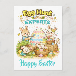 Cartes Pour Fêtes Annuelles Experts de la chasse aux œufs Peinture mignonne de