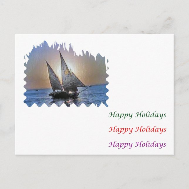 Cartes Pour Fêtes Annuelles Eye Popping Art - Sail Boat HappyHoliday (Devant)