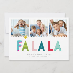 Cartes Pour Fêtes Annuelles FA LA 3 PHOTO festive fun audacieux coloré clair