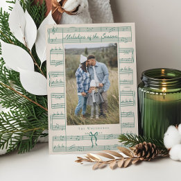 Cartes Pour Fêtes Annuelles Fa La La Bow Feuille Vintage Musique Photo Noël