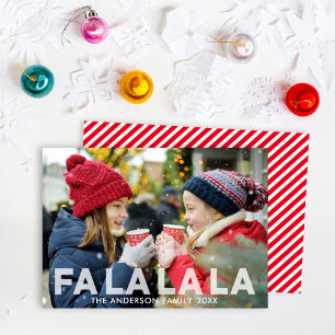 Cartes Pour Fêtes Annuelles Fa La La La Modern Translucide Superposition Photo