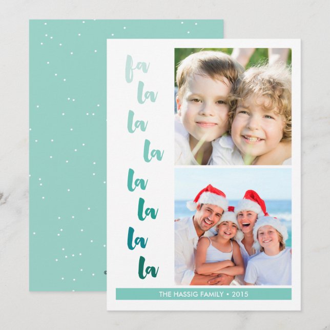 Cartes Pour Fêtes Annuelles Fa la la la Ombre Noël Vacances (Devant / Derrière)