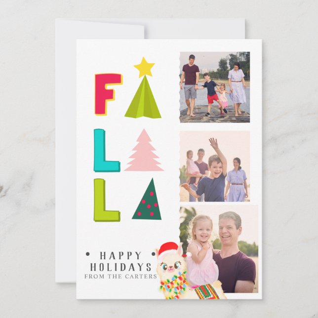 Cartes Pour Fêtes Annuelles FA LA LA LLAMA 3 PHOTO festive enfants (Devant)