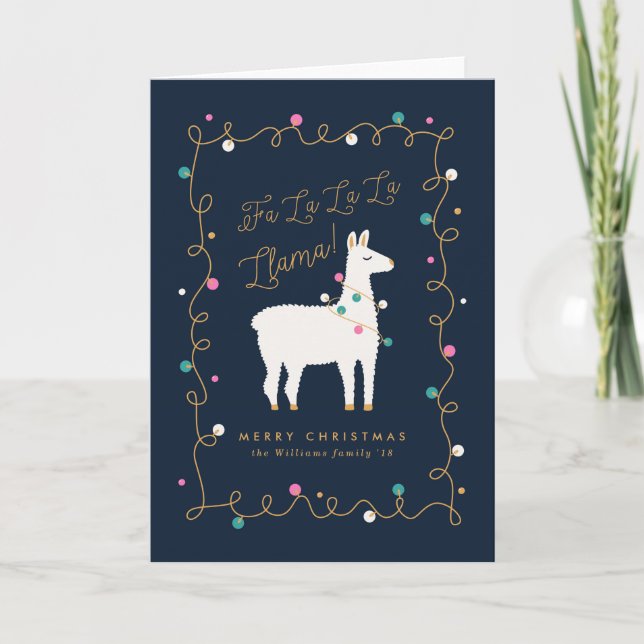 Cartes Pour Fêtes Annuelles Fa La La Llama Noël (Devant)