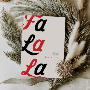 Cartes Pour Fêtes Annuelles Fa La La Modern Red Retro Plaid Famille Noël