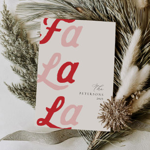 Cartes Pour Fêtes Annuelles Fa La La Modern Rose & Rouge Plaid Famille Noël