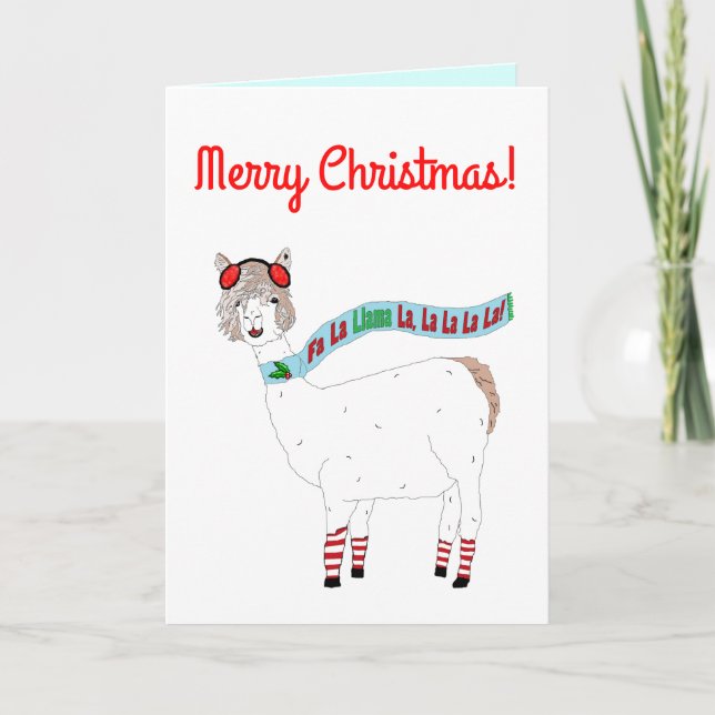 Cartes Pour Fêtes Annuelles Fa La Llama La Christmas Blanc à l'intérieur (Devant)