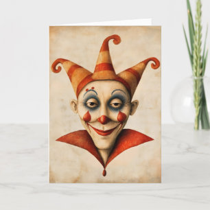 Cartes Pour Fêtes Annuelles Face rétro Jester Clown