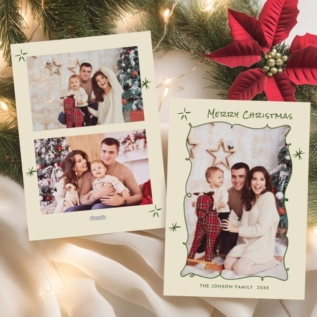 Cartes Pour Fêtes Annuelles Fâcheuse main dessinée Scribble Rétro Noël 3 Photo (Créateur téléchargé)
