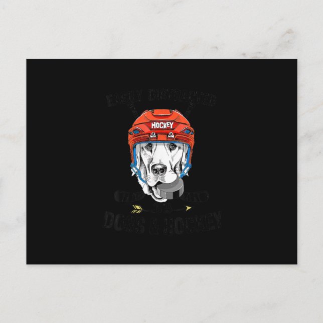 Cartes Pour Fêtes Annuelles Facilement Distrait Par Les Chiens Et Le Hockey (Devant)