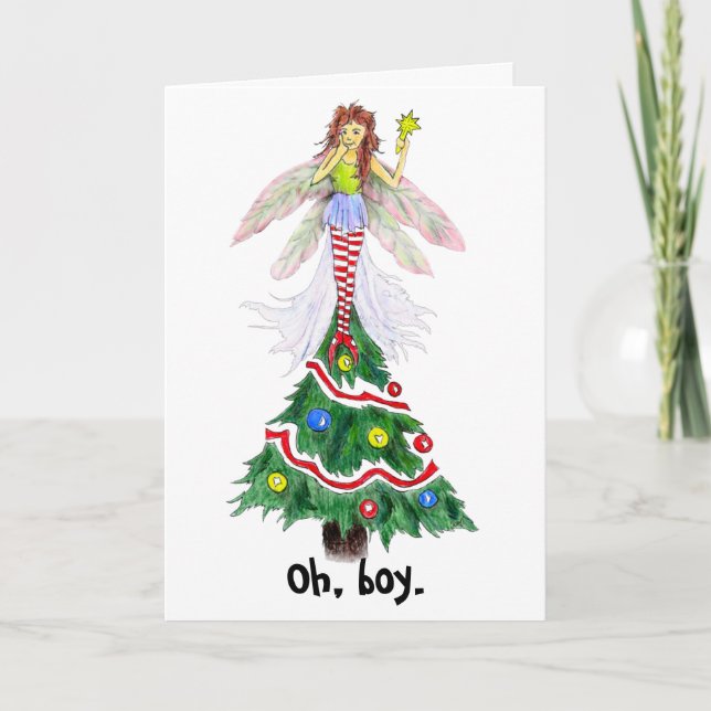 Cartes Pour Fêtes Annuelles Faery épatant d'arbre, oh, garçon (Devant)