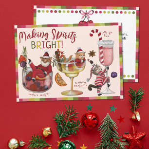 Cartes Pour Fêtes Annuelles Faire des esprits brillants Cocktails de Noël Chat