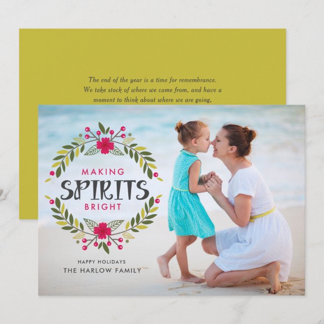 Cartes Pour Fêtes Annuelles Faire des esprits une couronne brillante Photo de  (Devant / Derrière)