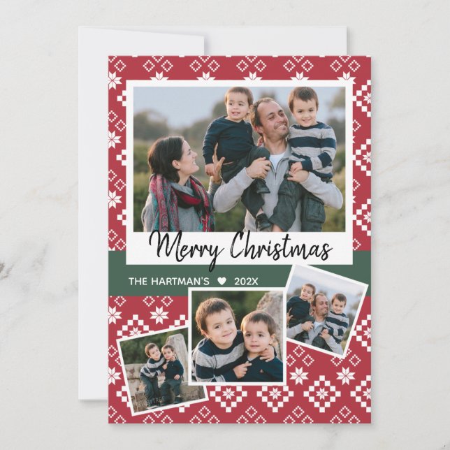 Cartes Pour Fêtes Annuelles Fairisle Nordic Christmas Collage (Devant)