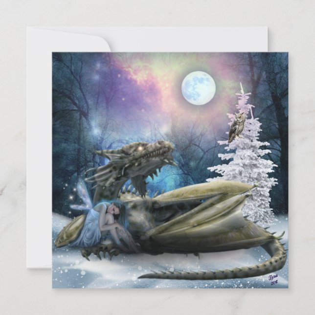 Cartes Pour Fêtes Annuelles Fairy Safe with Dragon (Devant)