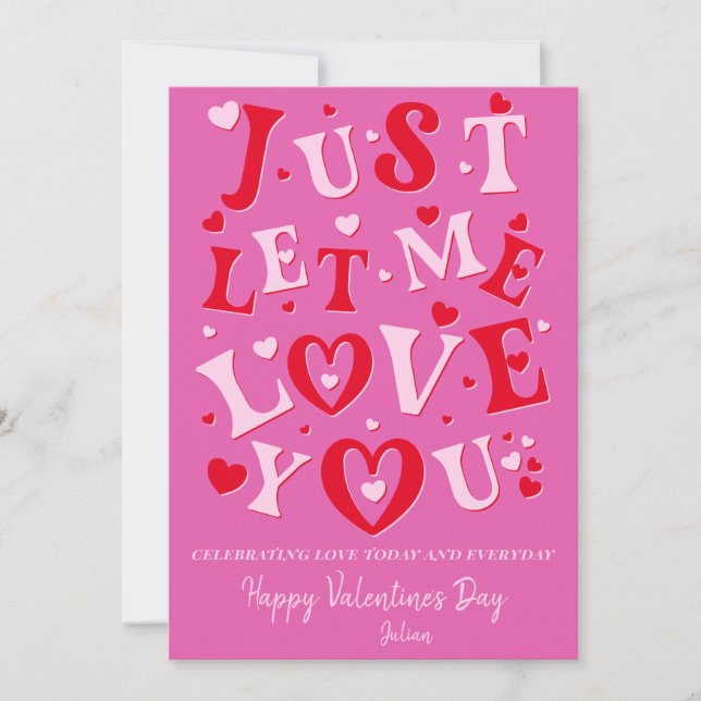 Cartes Pour Fêtes Annuelles Faites-moi simplement vous aimer cœurs roses Saint (Devant)