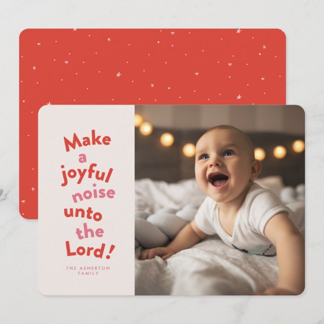 Cartes Pour Fêtes Annuelles Faites un joyeux bruit amusant Noël religieux roug (Devant / Derrière)