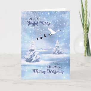 Cartes Pour Fêtes Annuelles Faites un joyeux Noise Oies des neiges Noël