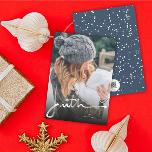 Cartes Pour Fêtes Annuelles Faith Brush Calligraphy Photo de Noël religieuse