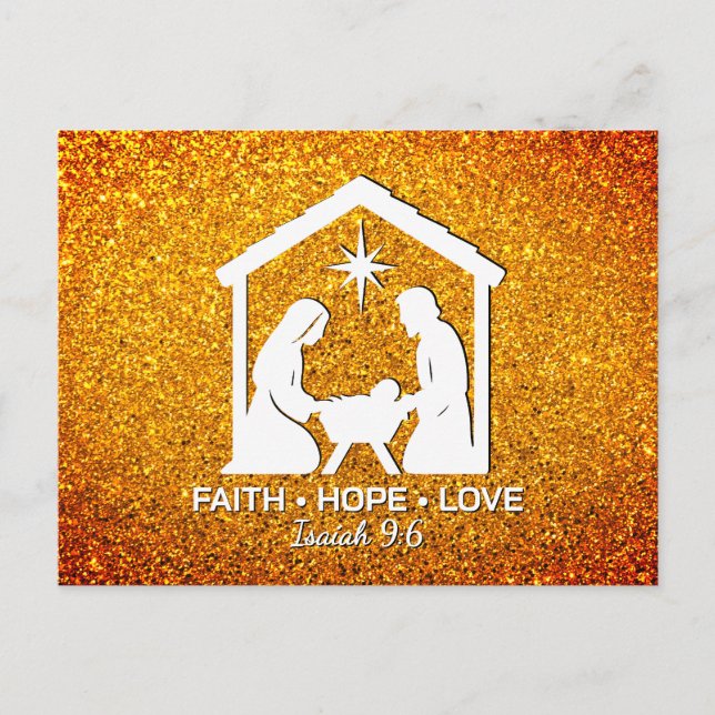 Cartes Pour Fêtes Annuelles FAITH HOPE LOVE Glitter Christian Christmas (Devant)
