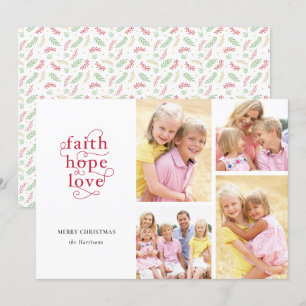Cartes Pour Fêtes Annuelles Faith Hope Love Photo Collage Famille Noël