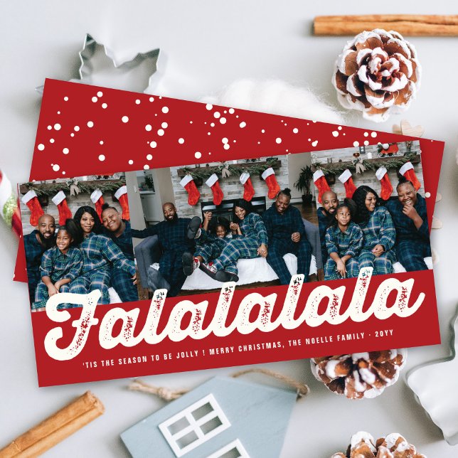 Cartes Pour Fêtes Annuelles Falalalala Bold Script amusant classique de Noël p (Créateur téléchargé)