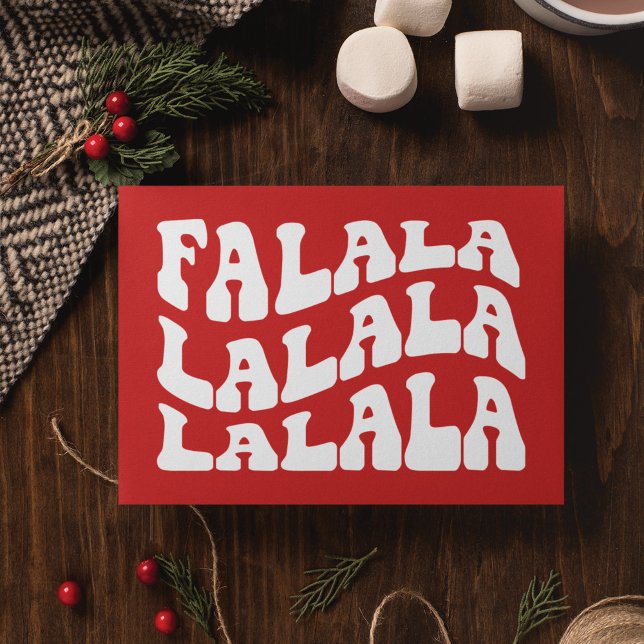 Cartes Pour Fêtes Annuelles Falalalala Super Wavy Typographie Rouge Noël (Créateur téléchargé)
