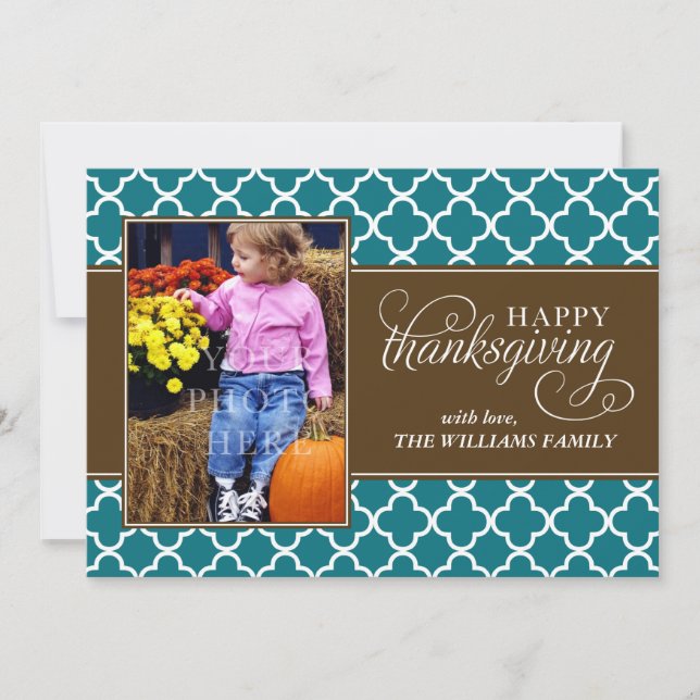 Cartes Pour Fêtes Annuelles Fall Quatrefoil Motif Thanksgiving Photo (Devant)