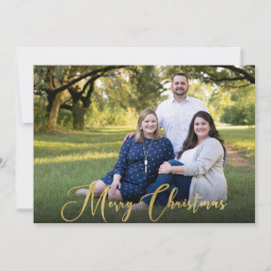 Cartes Pour Fêtes Annuelles Famille 2 Photo Gold Script Joyeux Noël