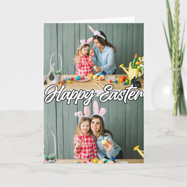 Cartes Pour Fêtes Annuelles Famille adorable Personnalisé 2 photos Pâques (Devant)
