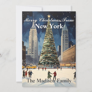 Cartes Pour Fêtes Annuelles Famille classique de l'arbre de Noël de New York C