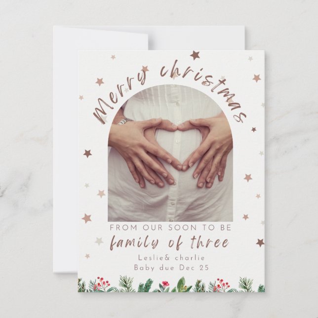 Cartes Pour Fêtes Annuelles Famille de 3 étoiles mignonnes annonce de grossess (Devant)