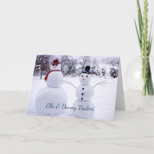 Cartes Pour Fêtes Annuelles Famille de bonhomme de neige drôle Noël (Devant)