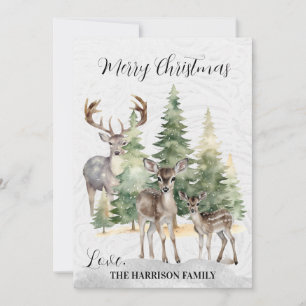 Cartes Pour Fêtes Annuelles Famille de cerfs de forêt à l'aquarelle