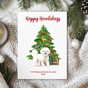 Cartes Pour Fêtes Annuelles Famille de chien Bichon Frise Noël