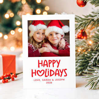 Cartes Pour Fêtes Annuelles Famille de coeur fantaisiste Photo Joyeux