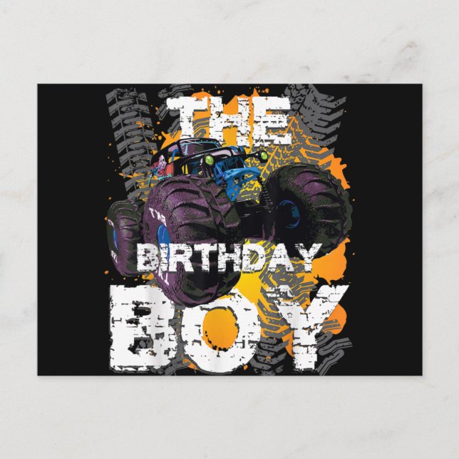 Cartes Pour Fêtes Annuelles Famille de jumelage de camions Monster Boy Birthda (Devant)