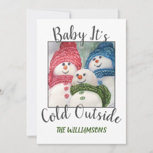Cartes Pour Fêtes Annuelles Famille de neige de Noël avec photo