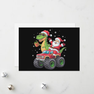 Cartes Pour Fêtes Annuelles Famille de Noël assortie Santa Truck Dinosaur 