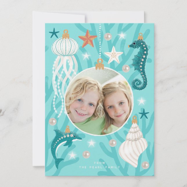 Cartes Pour Fêtes Annuelles Famille de Noël côtière (Devant)