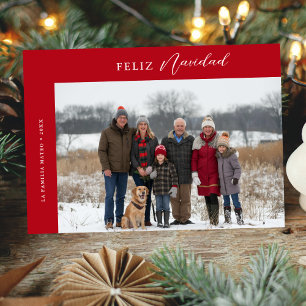 Cartes Pour Fêtes Annuelles Famille de Noël Photo Feliz Navidad Red