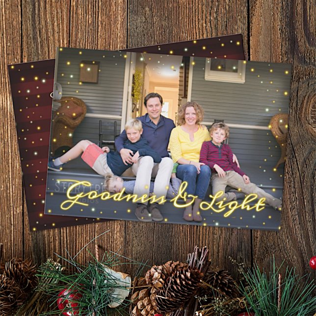 Cartes Pour Fêtes Annuelles Famille de Noël Photo Simple Bonne et Lumière (Créateur téléchargé)