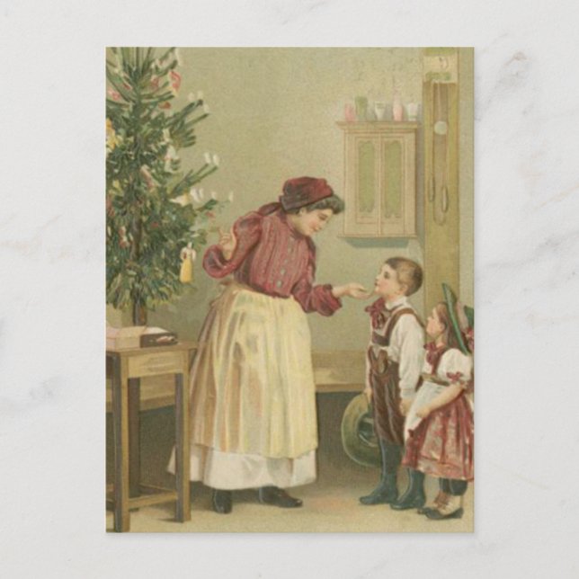 Cartes Pour Fêtes Annuelles Famille de Noël Vintage (Devant)