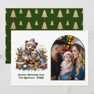 Cartes Pour Fêtes Annuelles Famille de petits ours des bois Noël forêt cosy