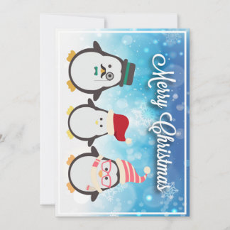 Cartes Pour Fêtes Annuelles Famille de pingouin et renne mignon