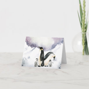 Cartes Pour Fêtes Annuelles Famille de pingouins aquarelle