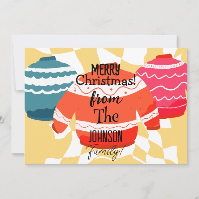 Cartes Pour Fêtes Annuelles Famille de Sweat moche de Noël (Devant)
